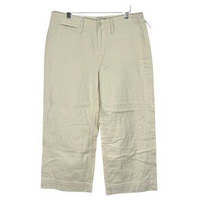 Wide-Leg Crop Pants Stretch High Rise Size 12 A New Day Womens Beige
